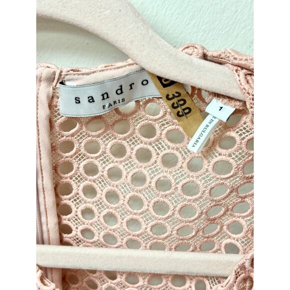 Sandro Paris Rebell Flutter Sleeve Fit & Flare Mini Dress Pink Women's 1 Small S - Picture 4 of 5